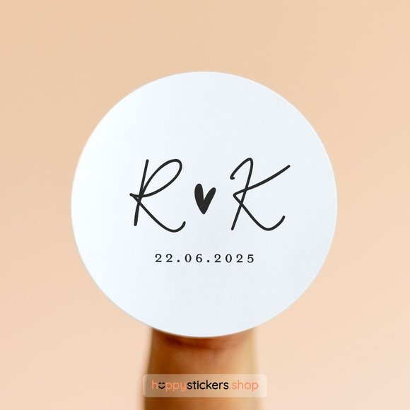Jingle Monogram Stickers with Initials & Date • Wedding Stickers • Circle Labels - Picture 14 of 17
